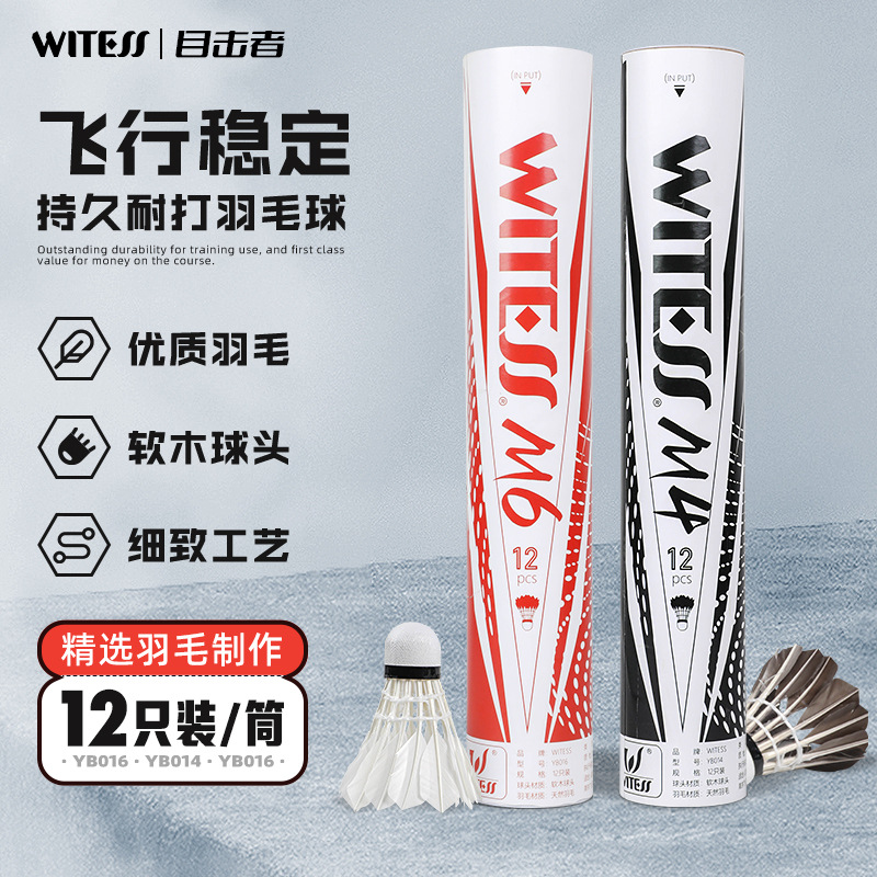 WITESS Eyewitness Badminton Resistant to Hit 12 Pack Not Bad Resistant to Hit Goose Fur Ball Training Ball Special YB014