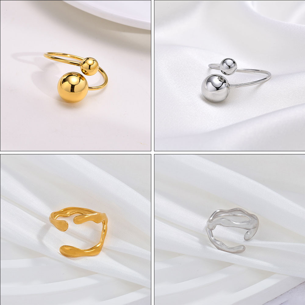 Cross-border wholesale ins wind irregular titanium steel opening ring light luxury high sense ring does not fade cold wind 23