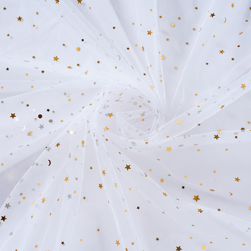 Picture of Star Moon Mesh Fabric Star Gauze Star Moon Yarn Decorative Background Gauze Skirt Yarn Sequin Soft Yarn Handmade diy
