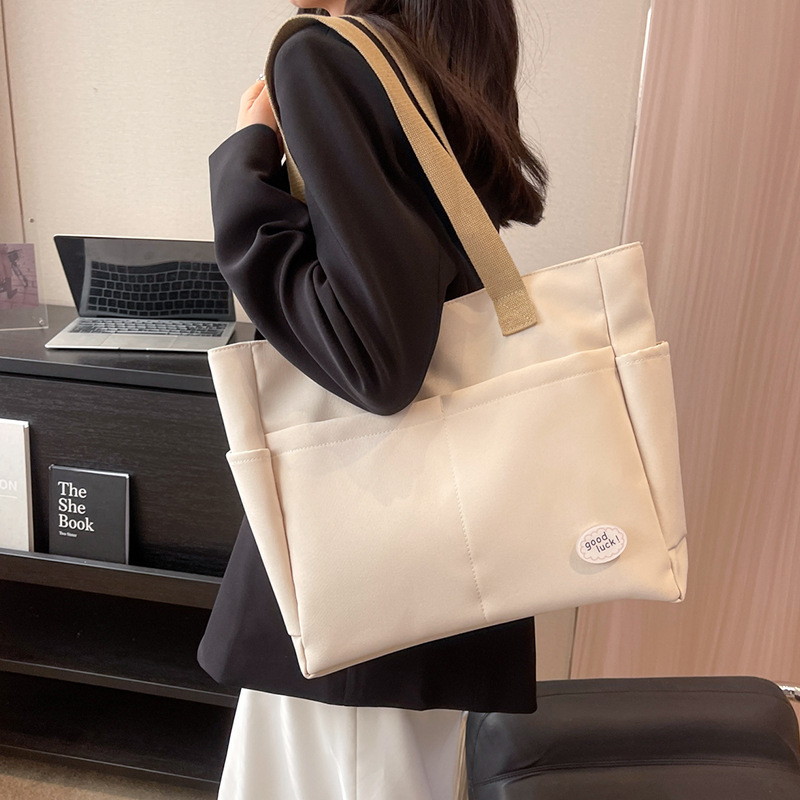 Canvas bag custom high-class commute tote bag large capacity art student shoulder handbag printed logo