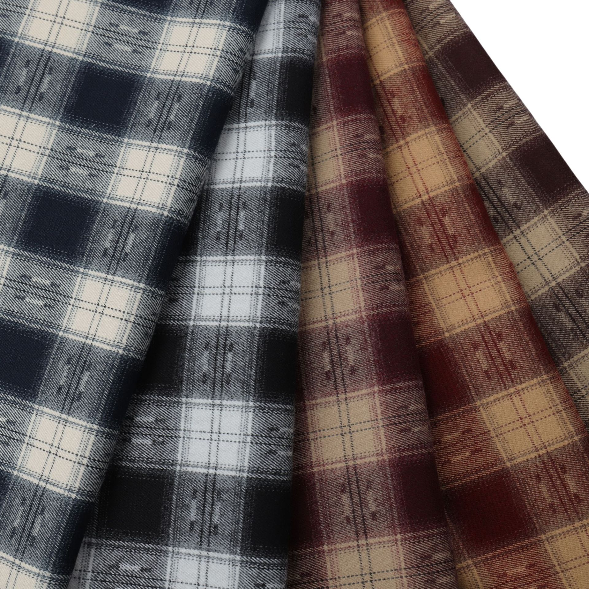 Tr Woven Jacquard Autumn and Winter Brushed Stretch Plaid Lazy Style Loose Wide Leg Pants Retro Shirt Fashion Fabric