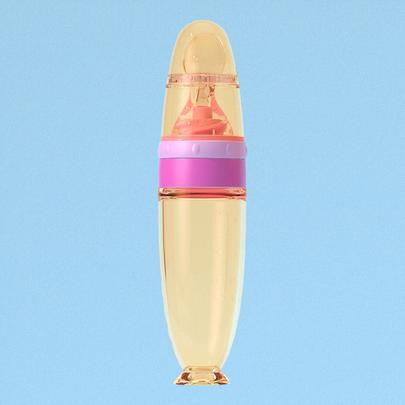 Picture of New products wholesale silicone suction cup rice paste bottle nano silver baby food supplement spoon children's rice paste bottle soft spoon head