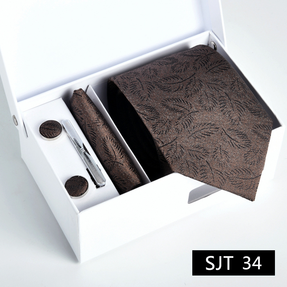 Picture of Tie formal business executive 5-piece gift box wedding = = groom wedding festive wine red in stock new