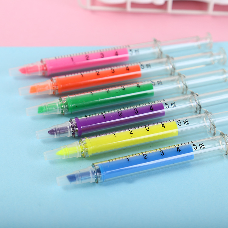 Creative Stationery Color Highlighter Funny Cute Needle Syringe Color Pen Student Children Color Marking Pen