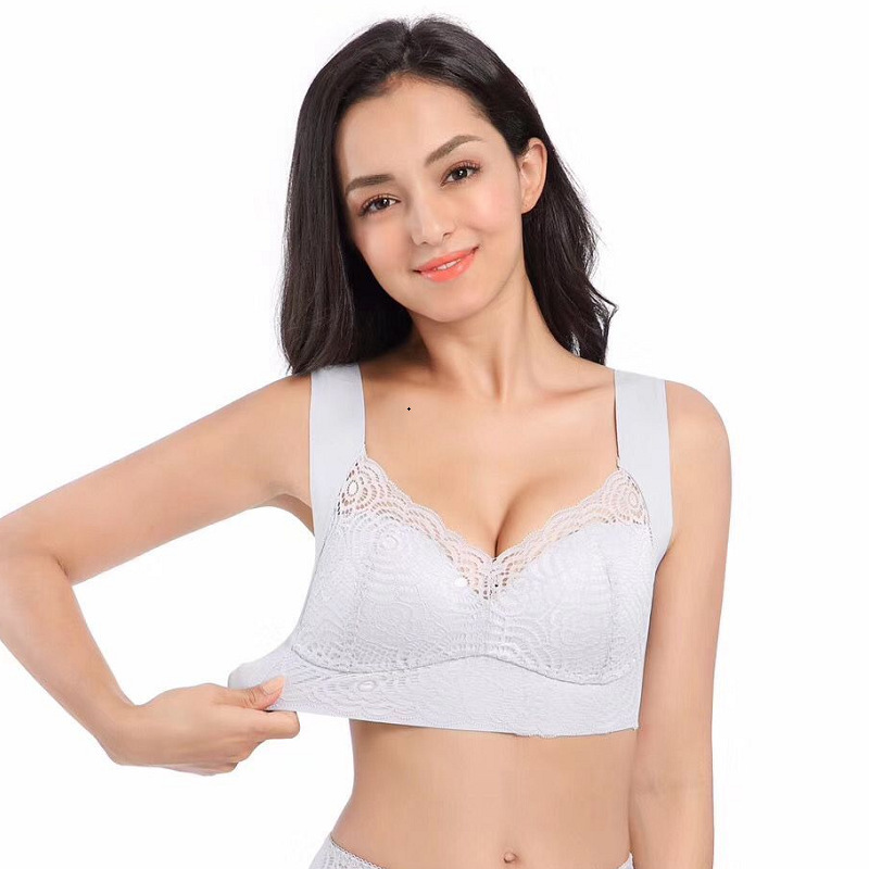 Picture of Plus Size Lace Bra Fat mm 100kg Wire-Free Vest Style Sports Sleep Push-Up Bra Wholesale
