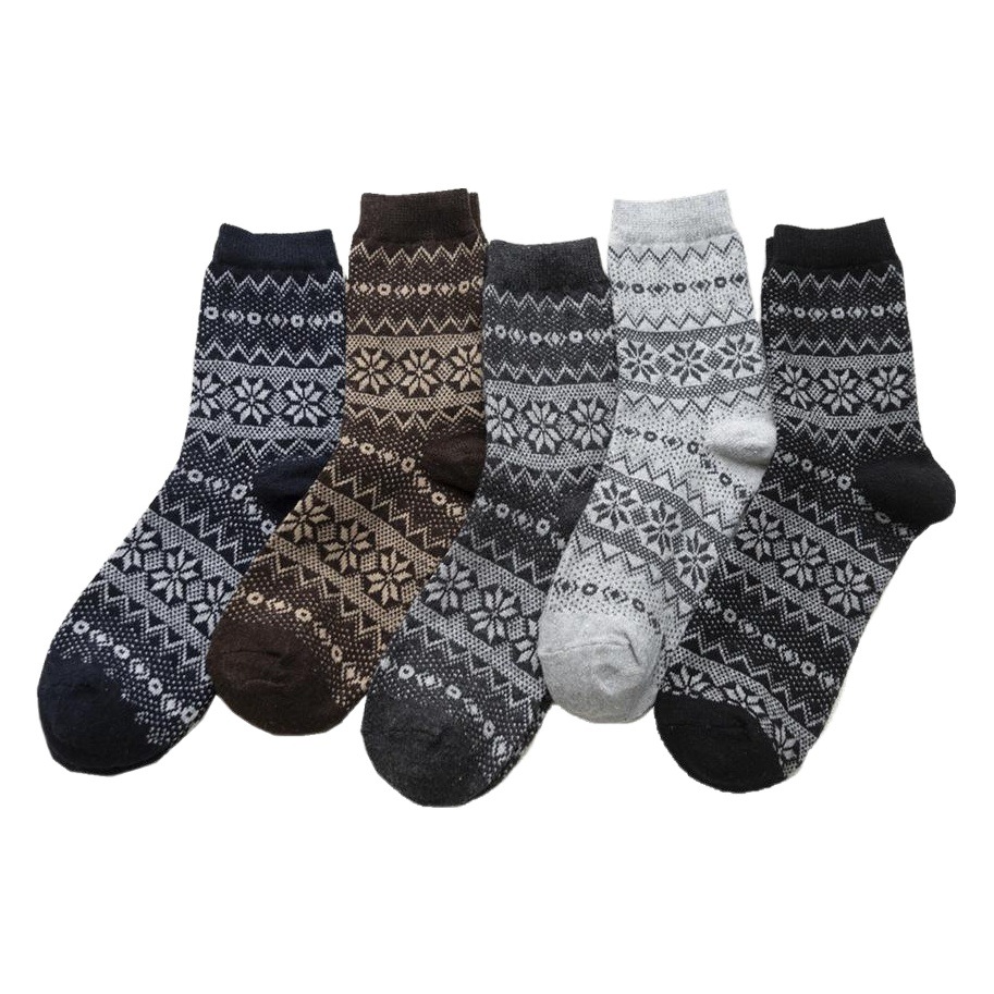 Autumn and winter rabbit wool socks men's wool socks cross-border foreign trade two-way octagonal flower men's socks wholesale