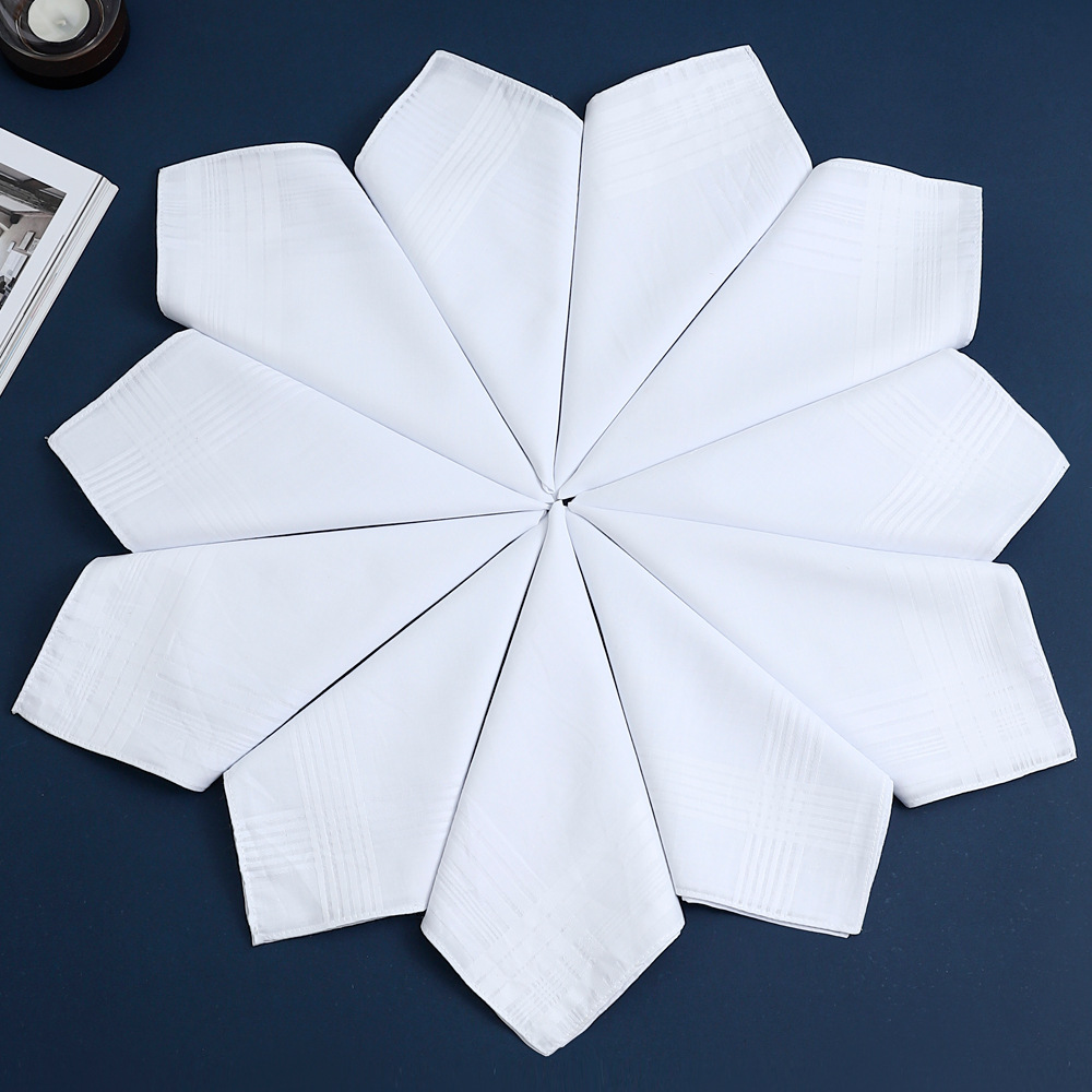 Picture of 40cm Pure White Handkerchief Cotton Satin Edge Plain Handkerchief Cross-border Hot Selling Hand Towel Soft and Comfortable Suit Pocket Towel
