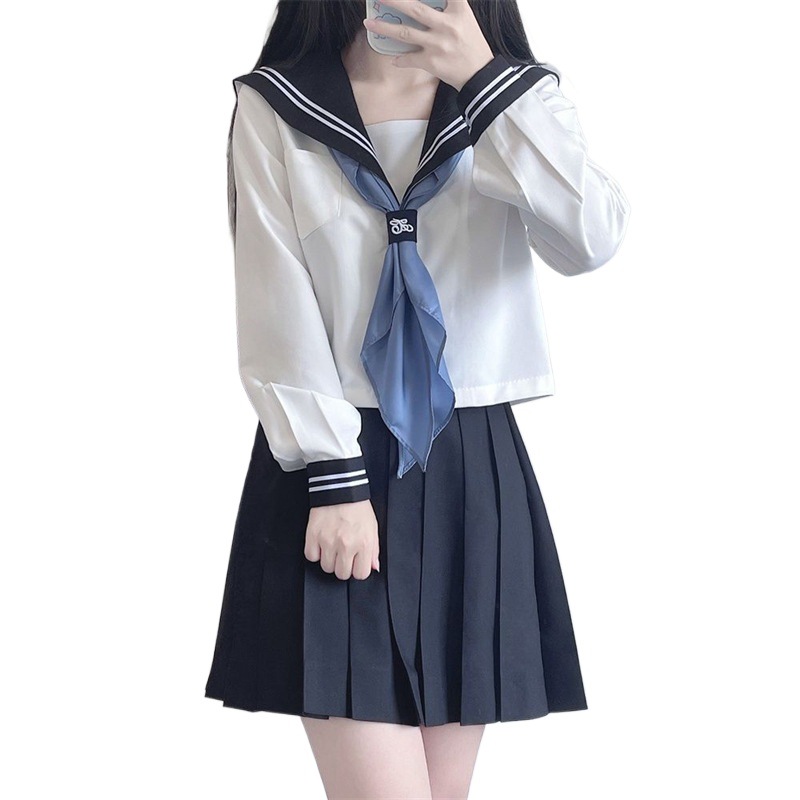 Picture of Original JK basic campus cartoon uniform suit white two-book college style school supply sense sailor suit female school uniform