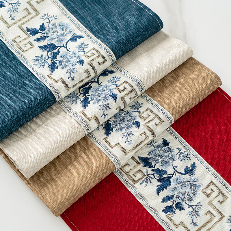 New Chinese Table Runner Light Luxury Chinese Style Tea Mat Table Mat Decorative Tablecloth Hallway Shoe Cabinet TV Cabinet Cover Towel Coffee Table Cloth