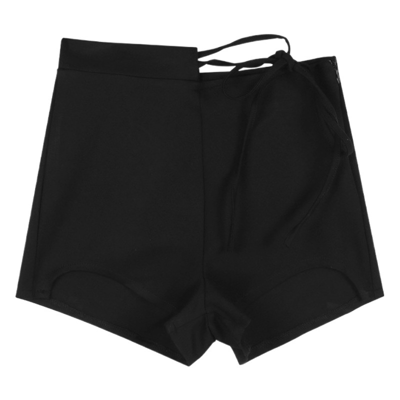 Hot Girls High Waist Strap Casual Shorts Women's Summer Black Hot Pants Design Sense Small Straight Slim Pants