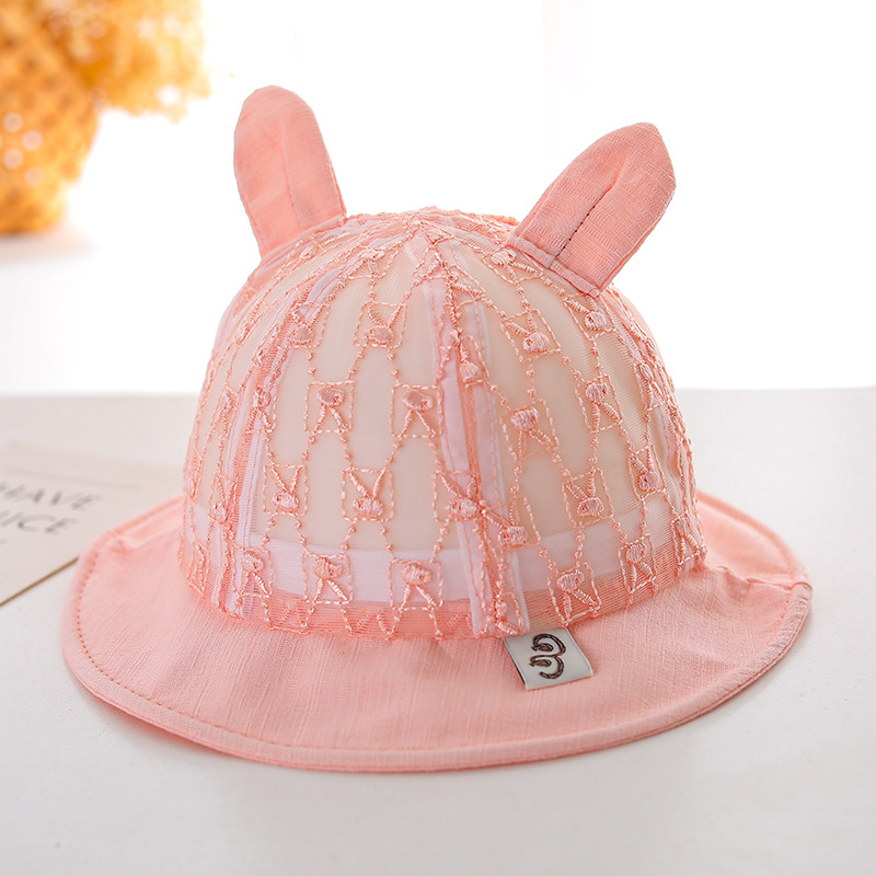 Picture of Embroidered Bunny Summer thin fisherman hat big brim baby sun protection breathable super cute baby girl basin hat