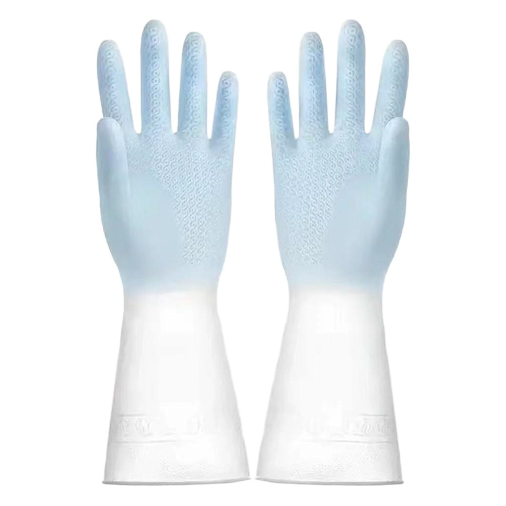 Kitchen Dish Washing Gloves Household Rubber Gloves Women's Waterproof Hook-proof Rubber Durable Gloves Household Gloves