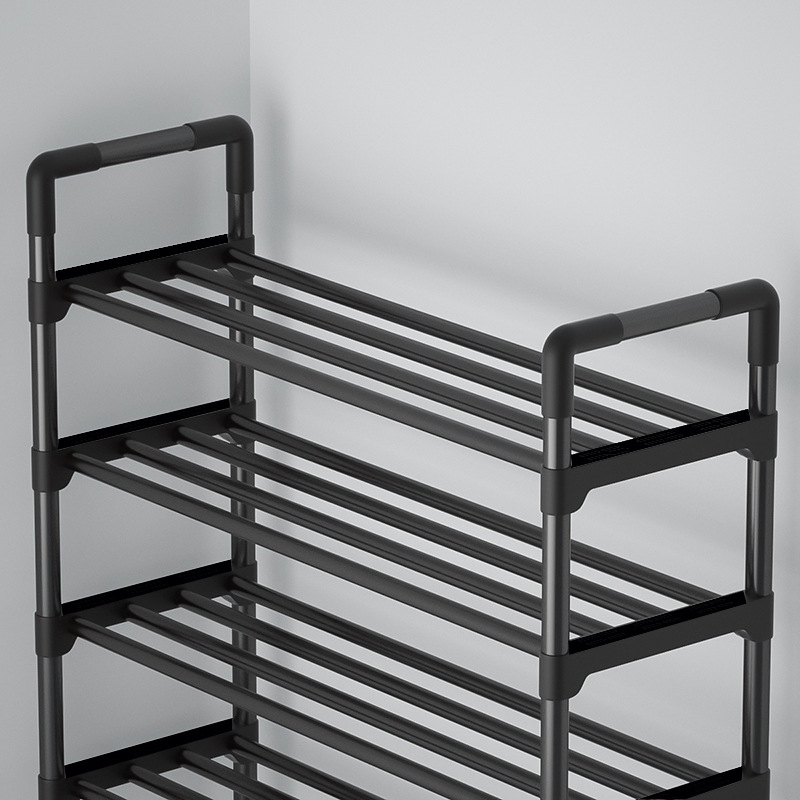 Simple Shoe Rack Multi-layer Folding Shoe Cabinet Economical Household Bedroom Metal Black Rack Shoe Rack