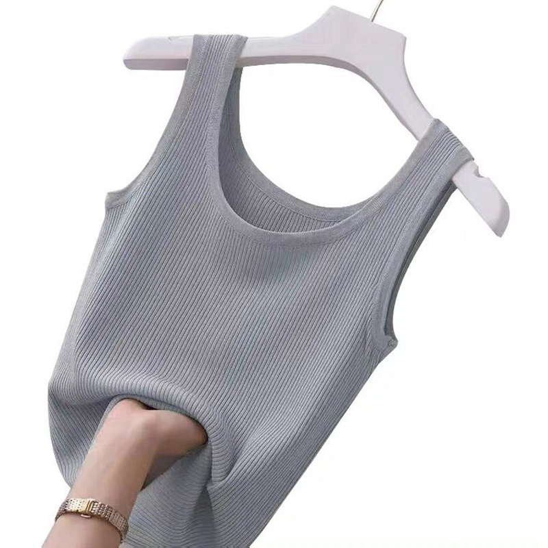 Picture of I-shaped Camisole Women's Summer Outer Wear Inner Wear Thin Base White Short Sleeveless T-shirt Beauty Back Top