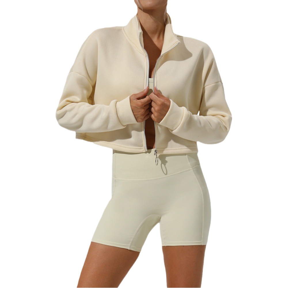 European and American Cross-Border Outdoor Sports Long-Sleeved Sweatshirt for Women in Autumn and Winter Stand-Up Collar Loose Thickeneded Warm Casual Zipper Jacket