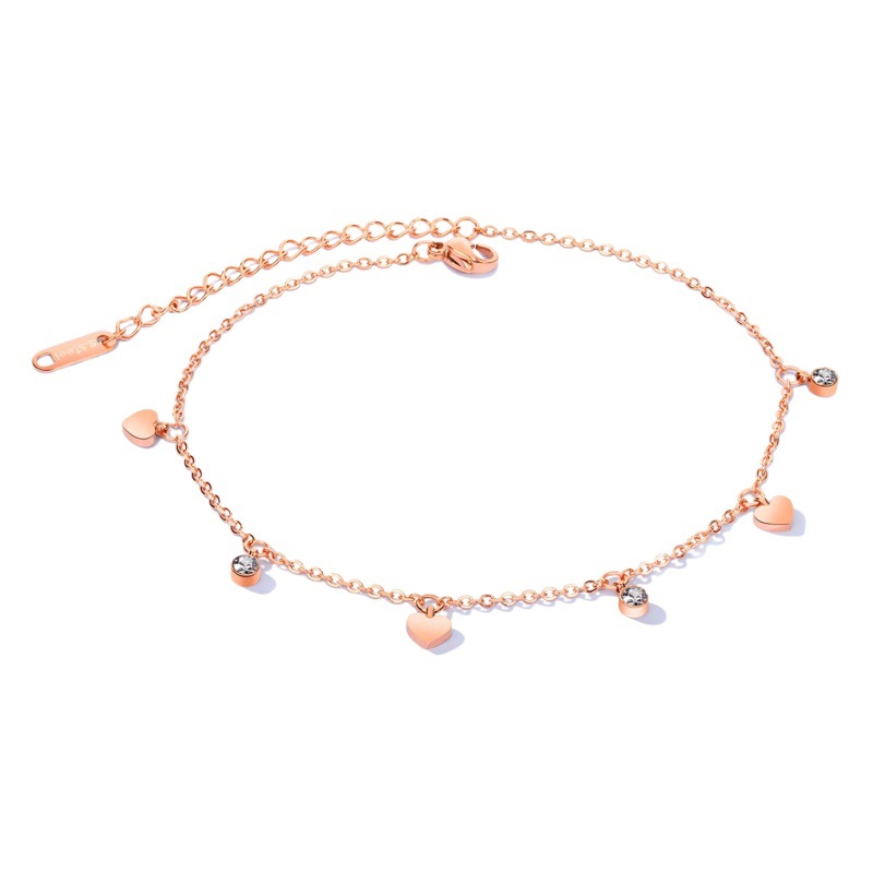 A generation of Korean minority titanium steel diamond love anklet rose gold fashion Joker accessories