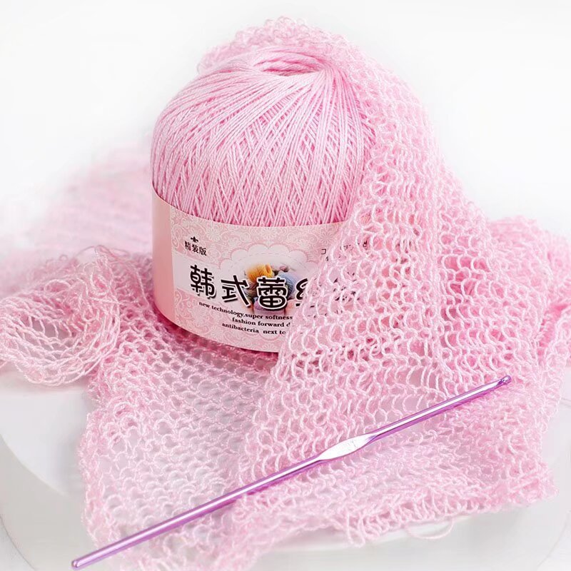 No. 8 Lace Thread Pearl Summer Pure Cotton Needlework Outwear Thread Shawl DIY Hand Knitting Suitable for Spring, Summer, Autumn and Winter