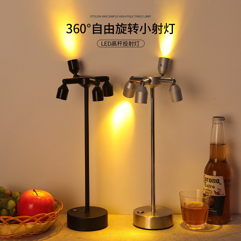 Bar atmosphere table lamp, clear bar table lamp, personalized night light, double-headed high-pole booth, charging bar lamp