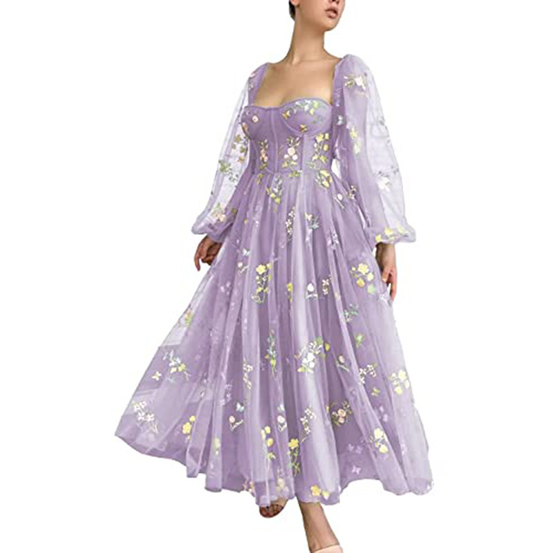 Picture of European and American hot evening dress foreign trade cross-border Amazon hot party lace embroidered A- line lace long jumpsuit