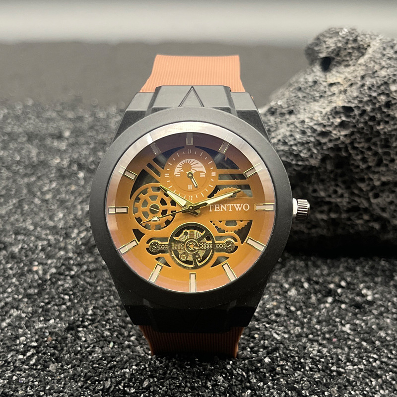 Picture of Cross-border foreign trade new fashion men's watch blue light hollow silicone strap sports quartz watch men's wholesale