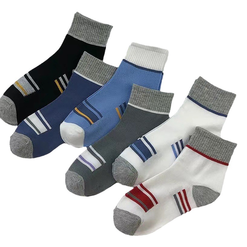 Picture of Socks Men's Mid-tube Socks Spring and Autumn Sports Sweat-absorbent Deodorant Socks Spring and Summer Thin Color-matching Striped Sports Socks