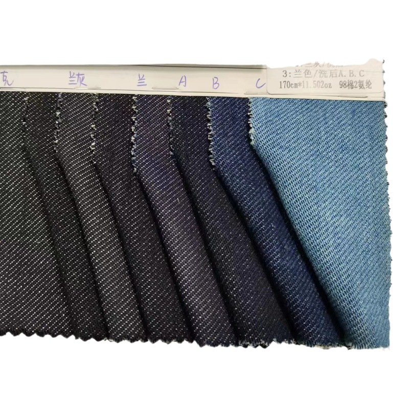Denim fabric cotton elastic woven imitation knitted Terry bottom Denim fabric 10 An winter children's clothing fabric 162047