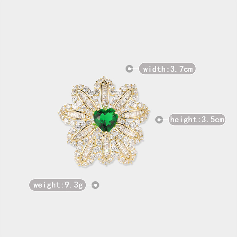 Picture of Qianyu silver high-end jewelry series Copper micro inlaid zircon niche design flower brooch luxury heavy industry pin