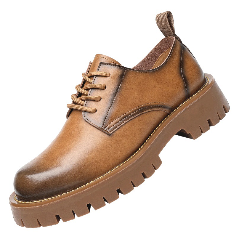 Martin Boots for Men, Low-Top British Style, Large Toe, Thick-Soled Work Shoes, Men's Soft Leather Shoes, Breathable and Non-Slip