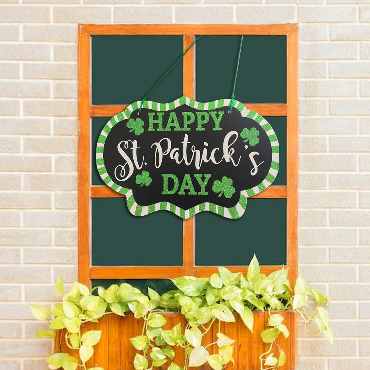In-Stock St. Patrick's Day Wooden Hanging Decoration Door Sign Irish Festival Party Window Wall Door Back Four-Leaf Clover