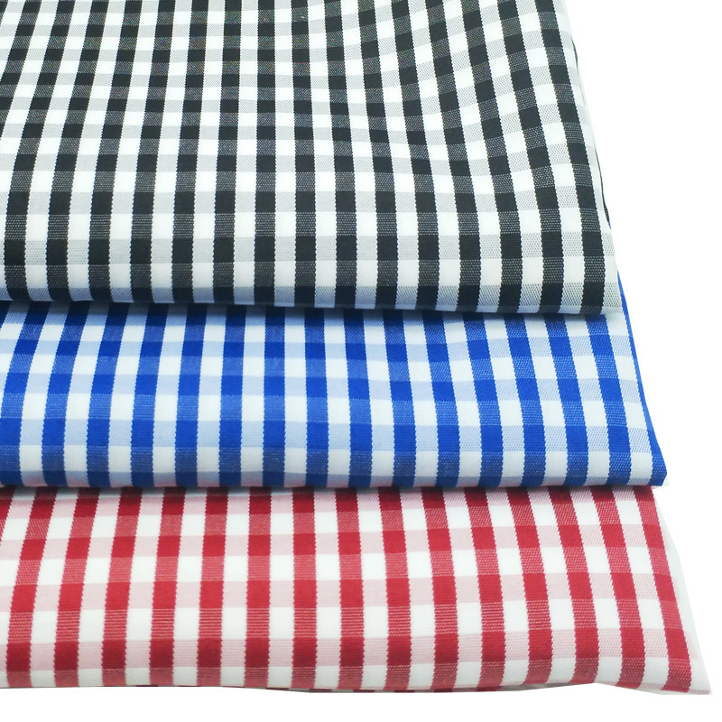 Picture of Factory in stock woven plaid black and white polyester yarn-dyed jacquard fabric shirt polyester fashion youth fabric