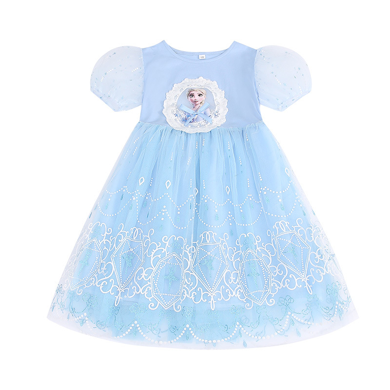 Picture of Girls Elsa Princess Skirt Children's Summer Frozen Dress Summer Dress Super Foreign Style Elsa Puff Veil Skirt