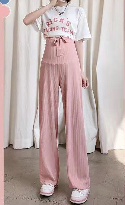 Picture of Pregnant women's pants spring and autumn outer wear ice silk wide-leg pants summer thin drape plus size straight trousers pregnant women's clothes summer