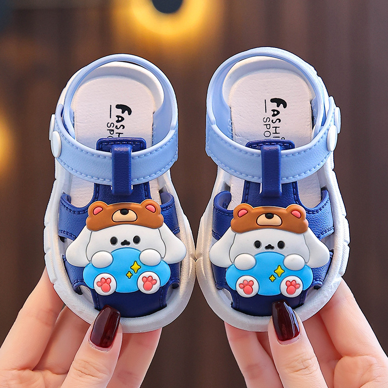Children's sandals boys summer hole shoes boys and girls baby sandals non-slip diaper closed toe beach shoes
