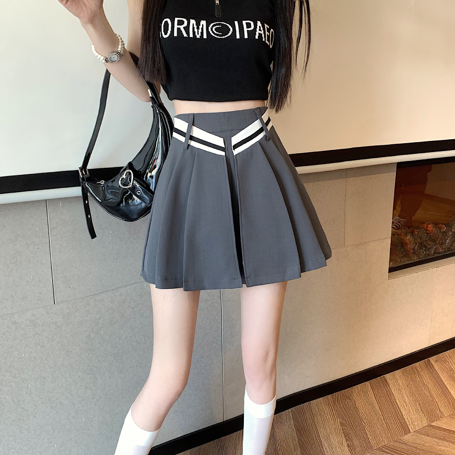 High Waist Tutu Skirt Student Umbrella Skirt New 2023a Word Skirt Pleated Skirt Women Slim Autumn Fat Anti Light MM