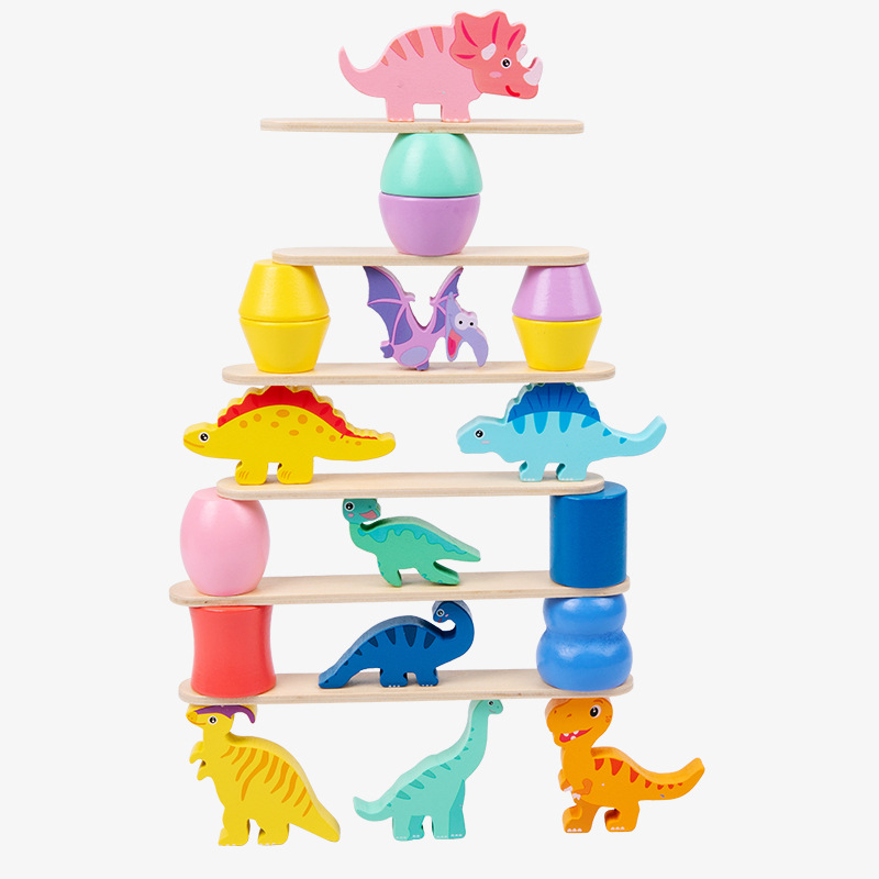 Picture of Stacked high building blocks little doll Hercules balance Jenga balance Jenga high 1234 toy puzzle