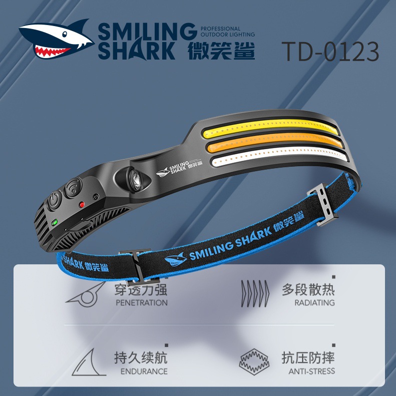 Ultra-light mini waving sensor high-brightness headlight Multi-level light source red light flashing portable headlight
