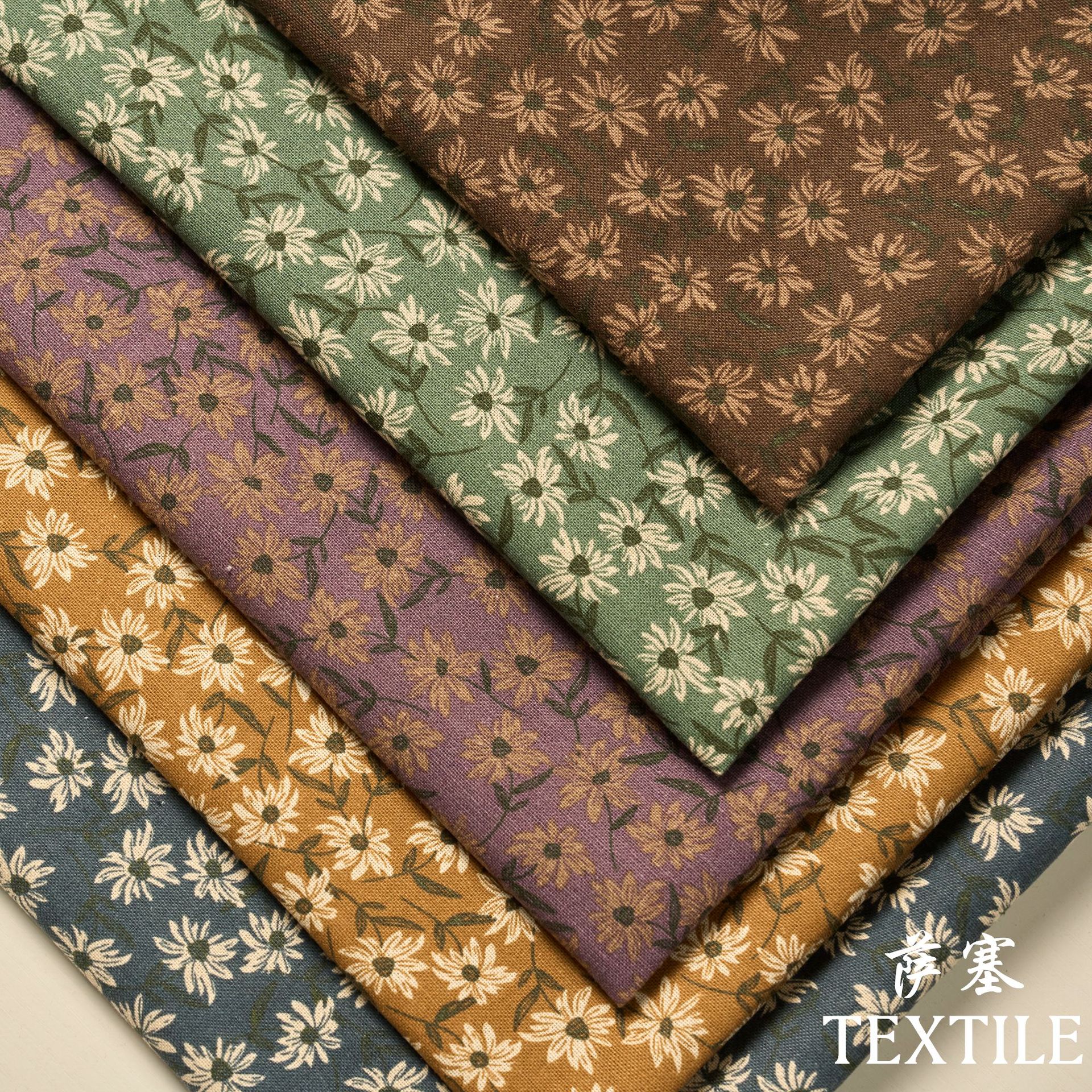 Cotton and Linen Digital Printing Fabric Floral Fabric Pastoral Style Fabric Floral Skirt dress Cloth