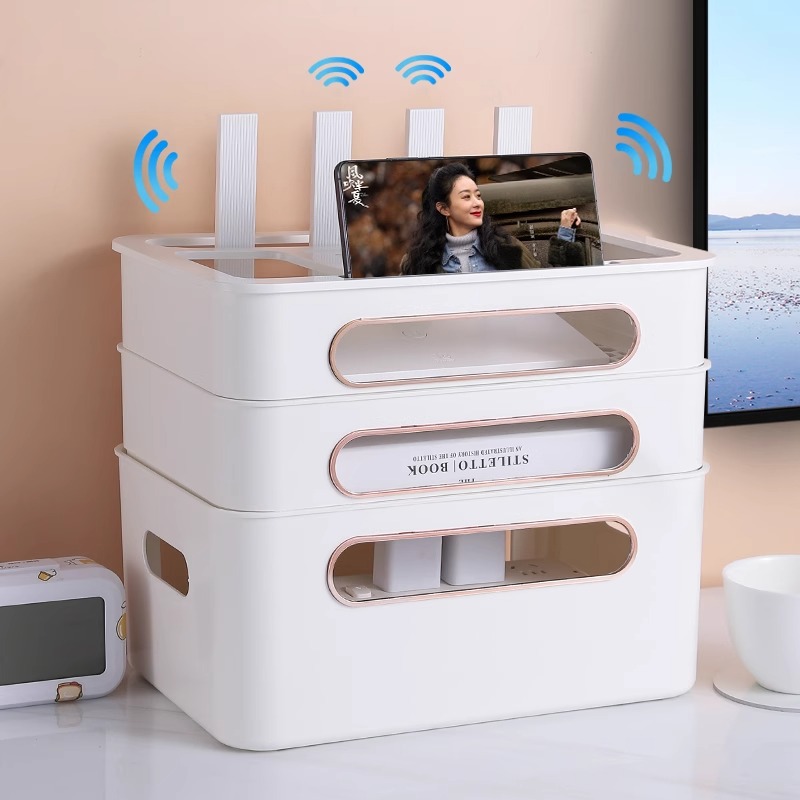 Strict selection of household wifi socket TV set-top box rack wireless placement wire finishing router storage box