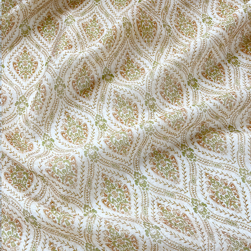 Diamond-Shaped Leaves Ethnic Style New Chinese Style Han Dynasty Cheongsam Dress Fabric Tencel Jacquard Fabric 1.0m Price
