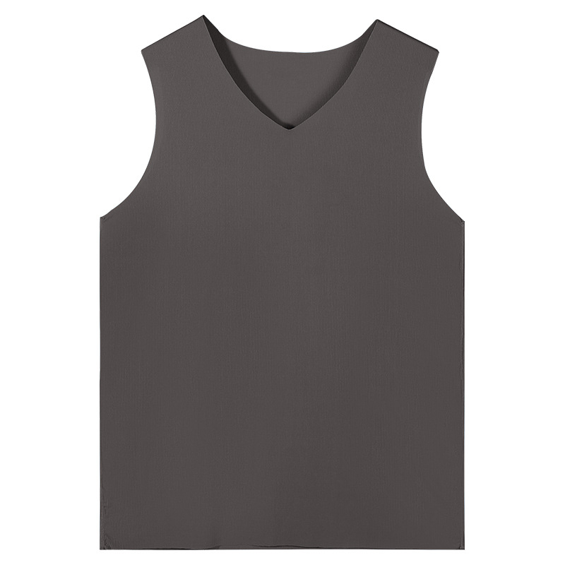 Picture of Ice Silk Traceless Vest Men's Summer Thin Inner Wear Solid Color Sports Waistcoat Base Quick-drying Fitness Hurdle Sweatshirt