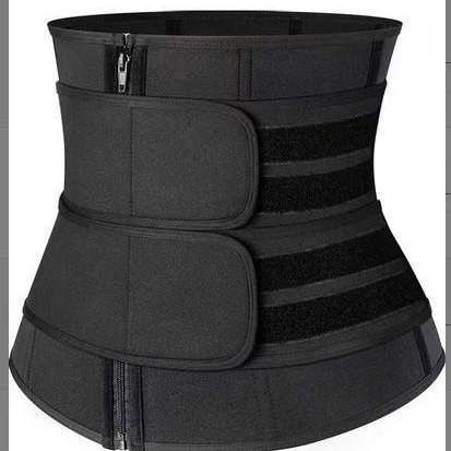 Cross-border Source Factory Waist Trainer Sports Sweat Postpartum Body Shaping Double Belt Zipper Belly Belt