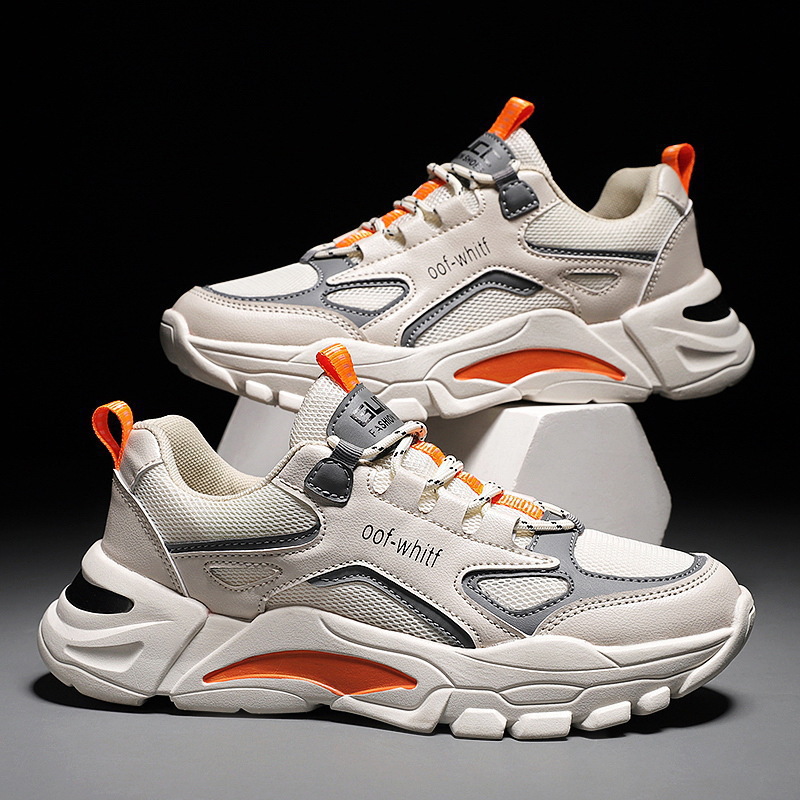 Cross-Border 2025 Spring Men's Shoes New Men's Sneakers Low-Top Color-Blocking Dad Shoes Breathable Korean Style Running Shoes