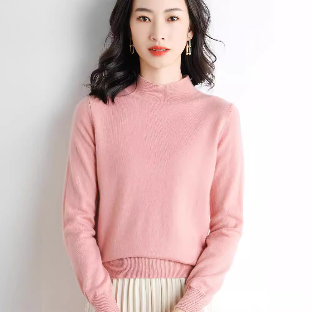 Picture of 2022 Spring and Autumn New Women's Loose Half-turtleneck Wool Knitwear Pullover Base Shirt Sweater