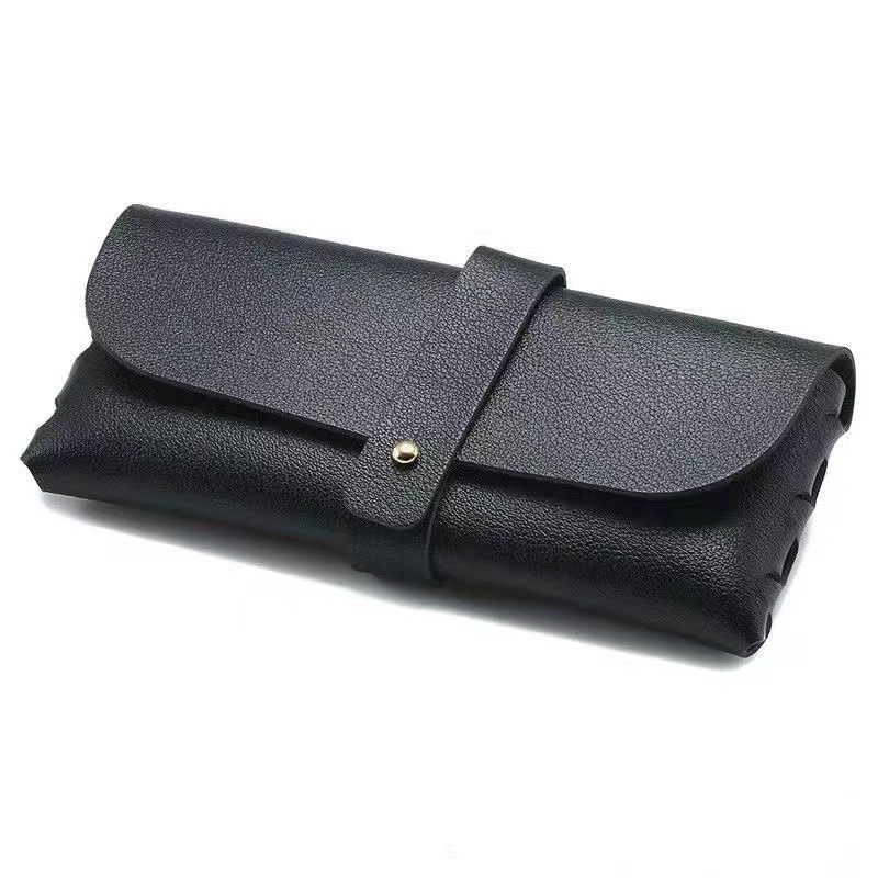 Picture of Black Simple Glasses Clutch Sunglasses Storage Box PU Leather Sunglasses Bag Portable Pressure Resistant Advanced Glasses Case