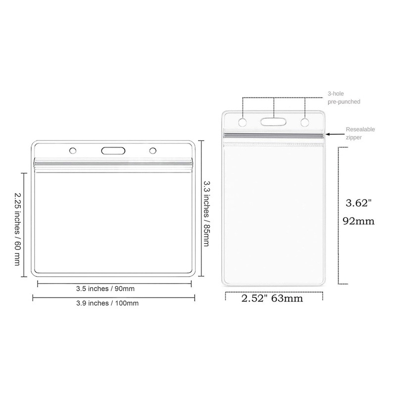 Spot Amazon Hot-Selling Transparent Pvc Vertical Plastic Card Holder Waterproof Id Card Holder Badge