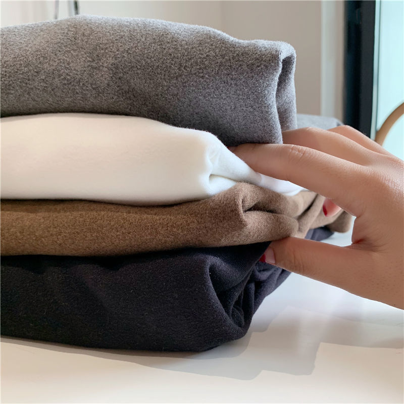 Thickened Brushed Fleece Base Shirt Women's Autumn and Winter New Half-high Collar Stylike All-match Long-sleeved T-shirt Warm Top