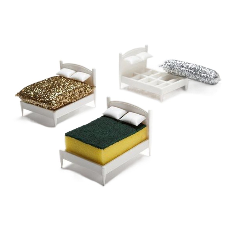 Creative Kitchen scouring pad sponge storage small bed bed shape scouring pad storage rack