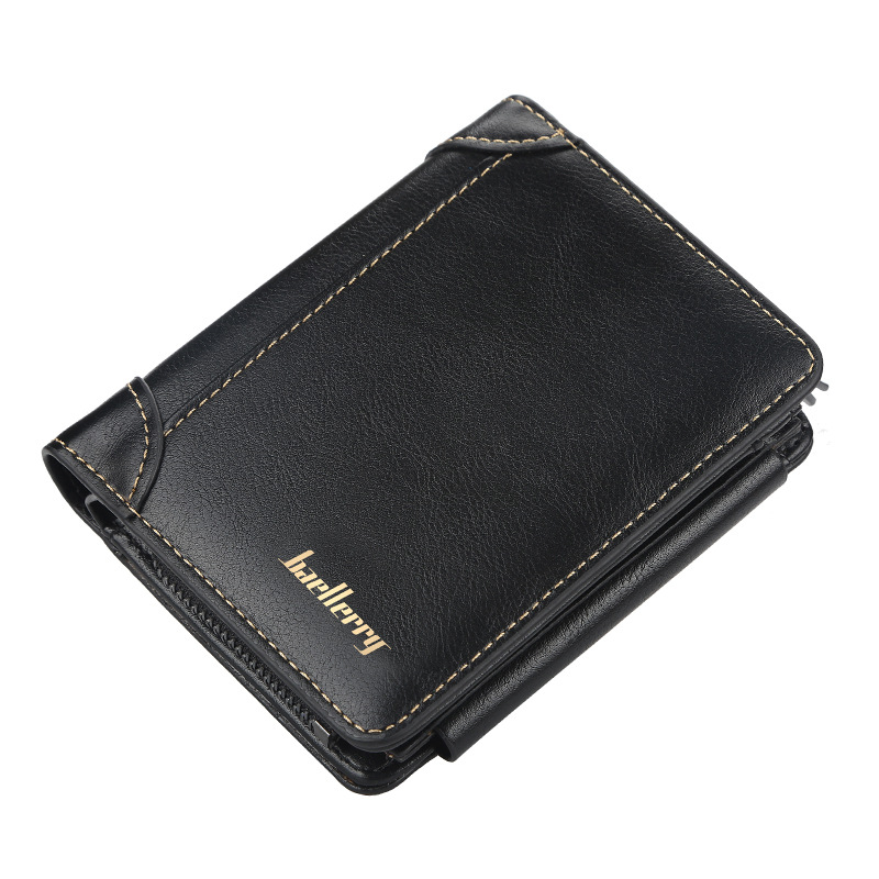 Picture of Wallet Men's Short baellerry European and American Multi-Card Three-Fold Zipper Coin Purse Fashionable Thin Card Bag for Men