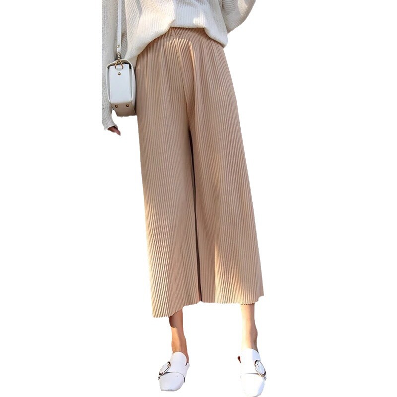 Picture of Spring and Summer Pleated Wide Leg Pants Women's High Waist Slimming Casual Pants Korean-style Large Size Nutty Black Ankle-length Pants