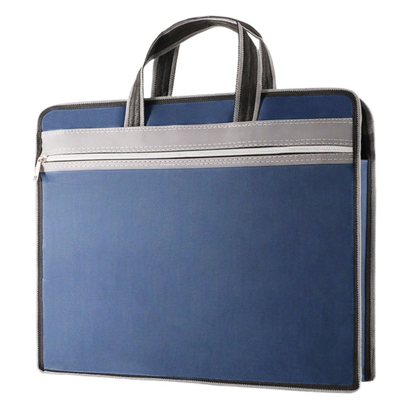Portable Business Waterproof Briefcase Large Capacity Conference Document Bag Double Layer Office Zipper Bag Zipper Type